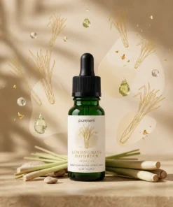 Puresen Lemongrass Daydream Aroma Oil in warm botanical sunlight