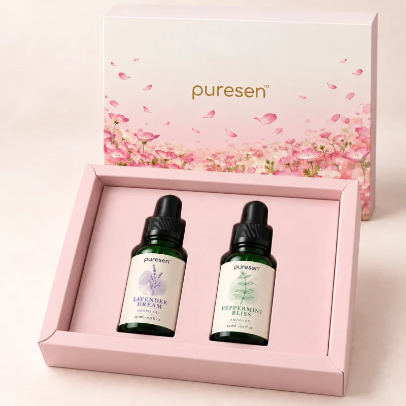 Puresen Discovery two-bottle gift box with Lavender Dream and Peppermint Bliss Aroma Oils